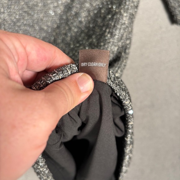 J McLaughlin Henrika Dress Women's Size M Charcoal Sequin Sparkle Sheath Tweed - Picture 4 of 16